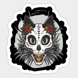 Cat Dad Sugar Skull Whimsical Feline Design for Father’s Day Sticker